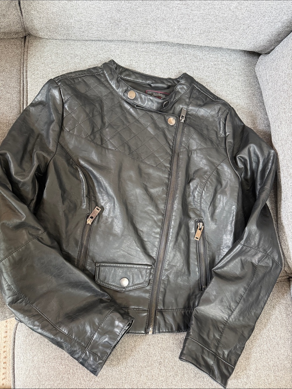 NYC  dollhouse outerwear Faux Leather Quilted Black Women's Jacket